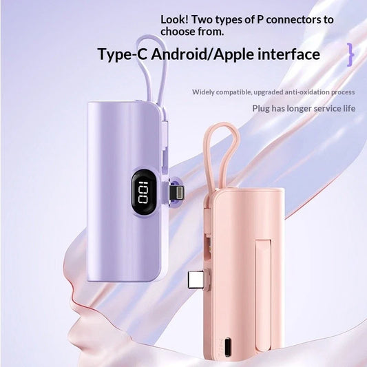 Mini Portable Power Bank 5000mAh 10000mAh USB Type-C & Apple Charger