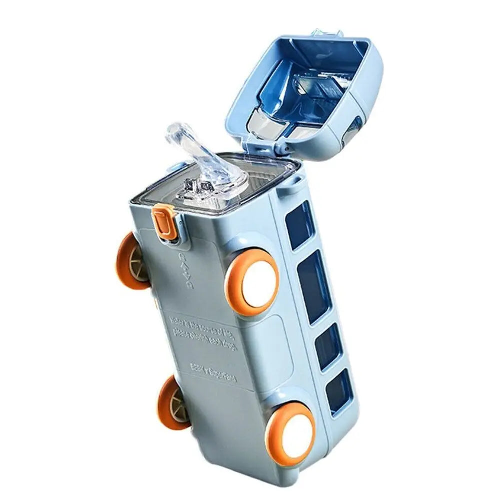 Kids Portable Bus-Shaped Straw Water Cup 500ml