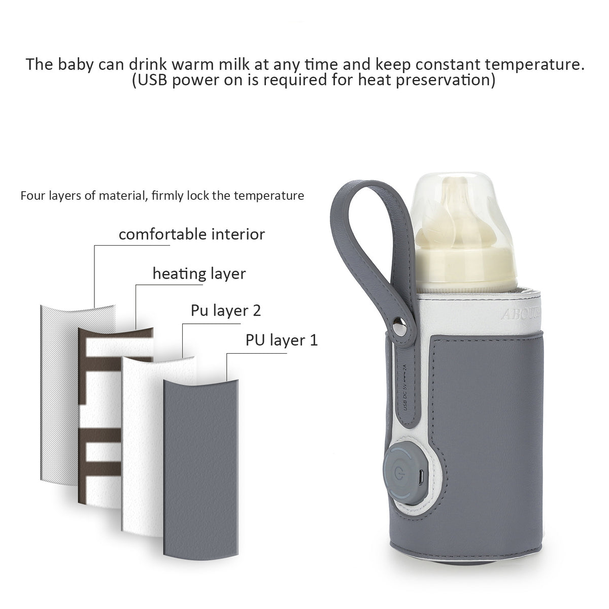 Portable 3-Speed Adjustable Baby Bottle Warmer Bag