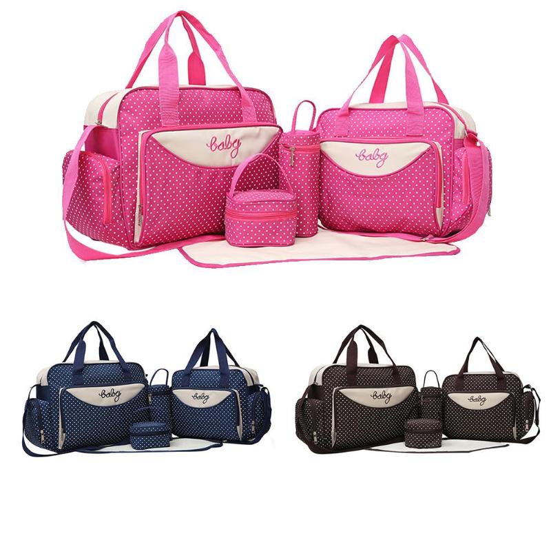 5-Piece Maternity Diaper Bag Set with Bottle Holder