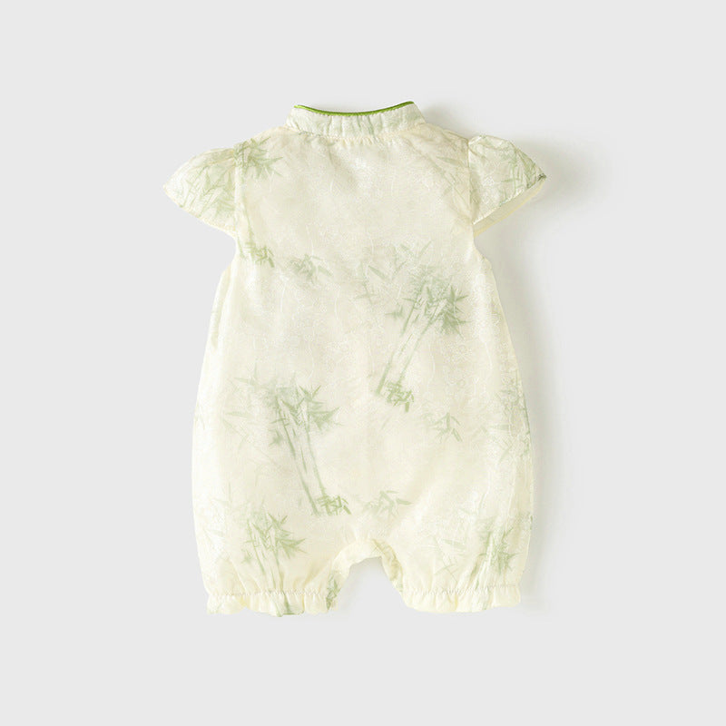 Baby Girls' Chinese Style Panda Tassel Short Sleeve Romper