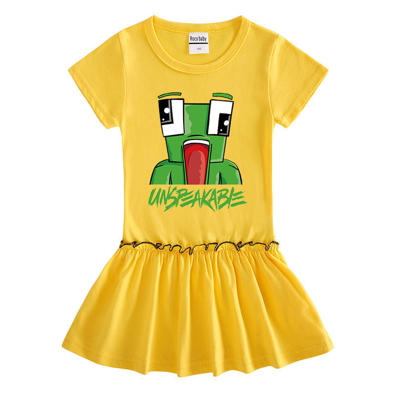 Pretty Floral Short Sleeve Dress for Baby Girls