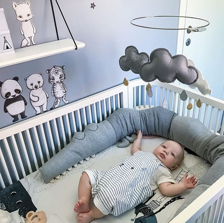 Soft Crocodile Plush Crib Bumper — Animal Nursery Decor & Baby Gift