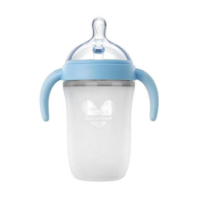 Wide-Neck Soft Silicone Baby Feeding Bottle with Natural Nipple