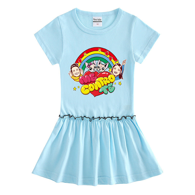 Girls' Me Contro Te Short Sleeve Ruffle Cotton Dress