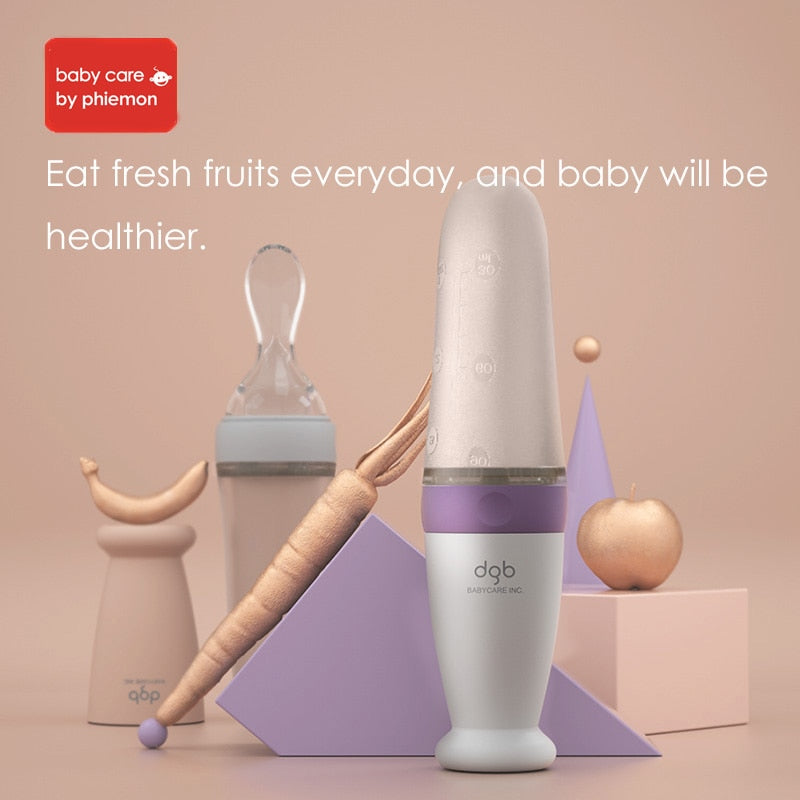 Silicone Squeeze Feeding Bottle with Spoon for Newborns