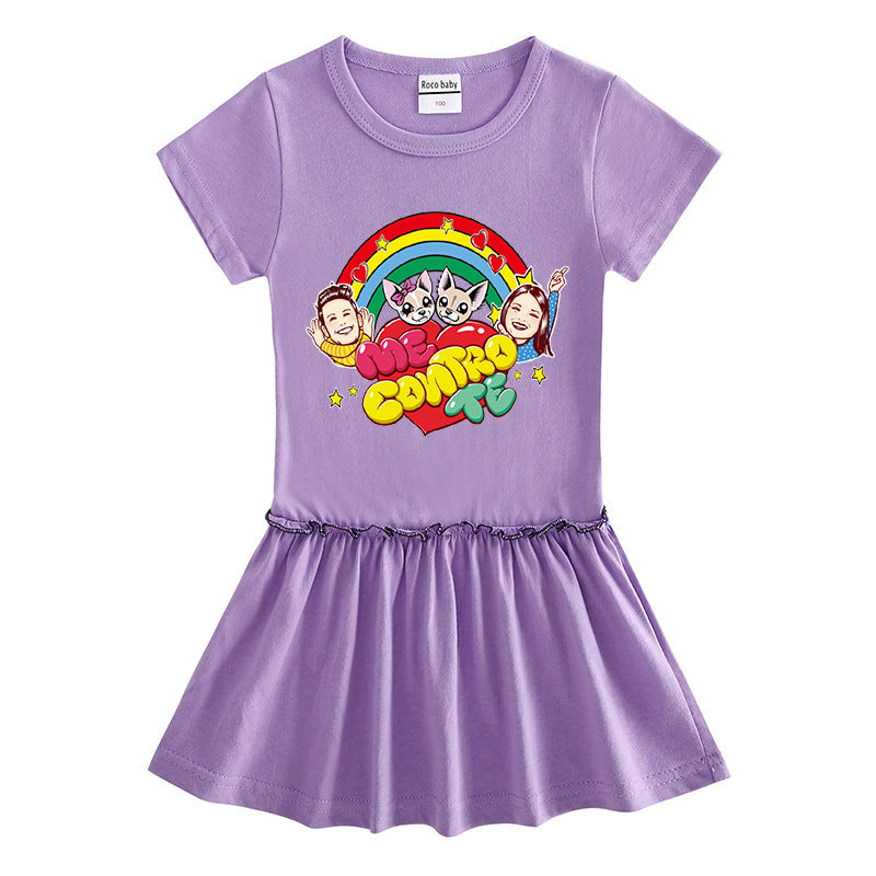 Girls' Me Contro Te Short Sleeve Ruffle Cotton Dress
