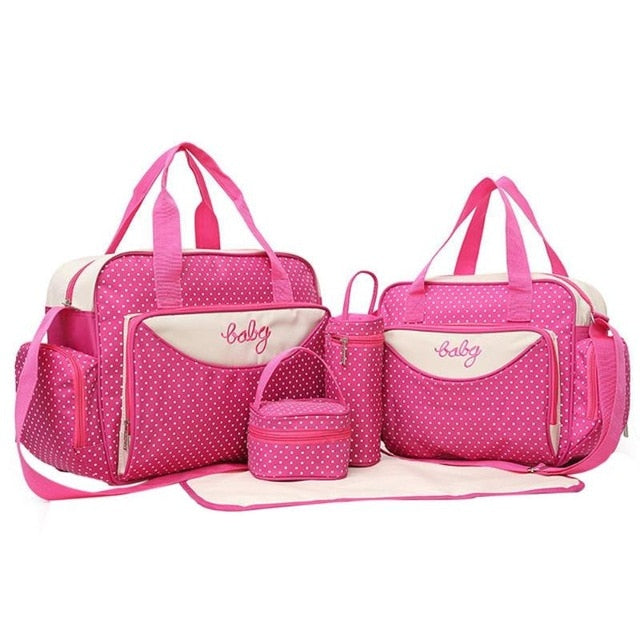 5-Piece Maternity Diaper Bag Set with Bottle Holder