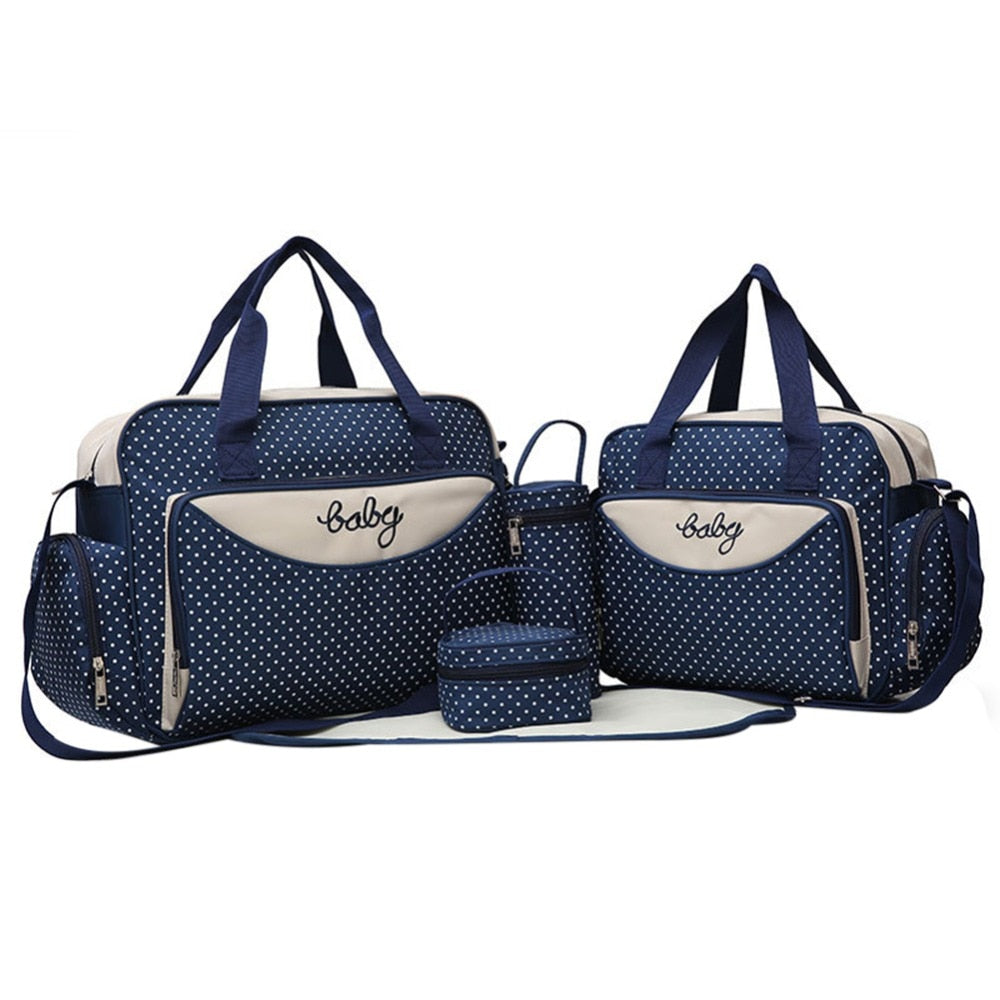 5-Piece Maternity Diaper Bag Set with Bottle Holder
