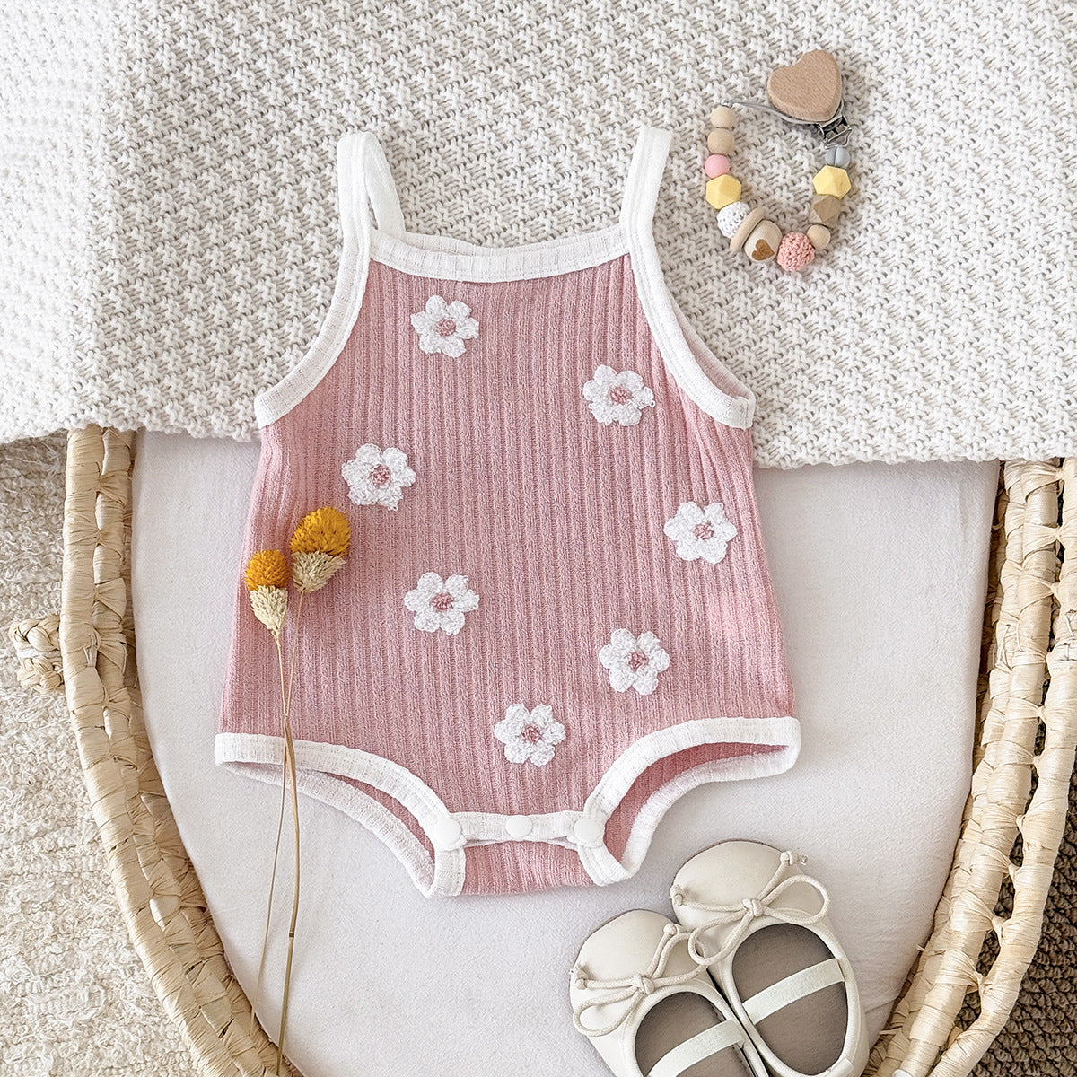 Floral Embroidered Baby Romper for Girls