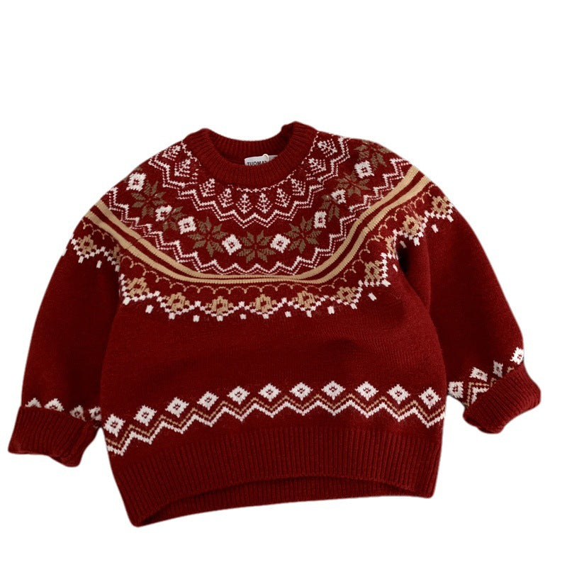 Red sweater for children and baby girls