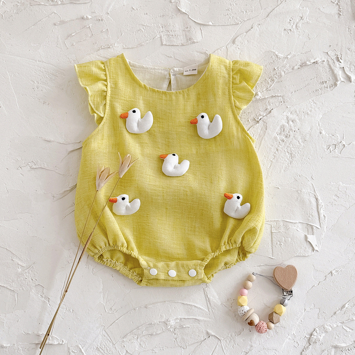Baby Girl Romper with Petal Sleeves
