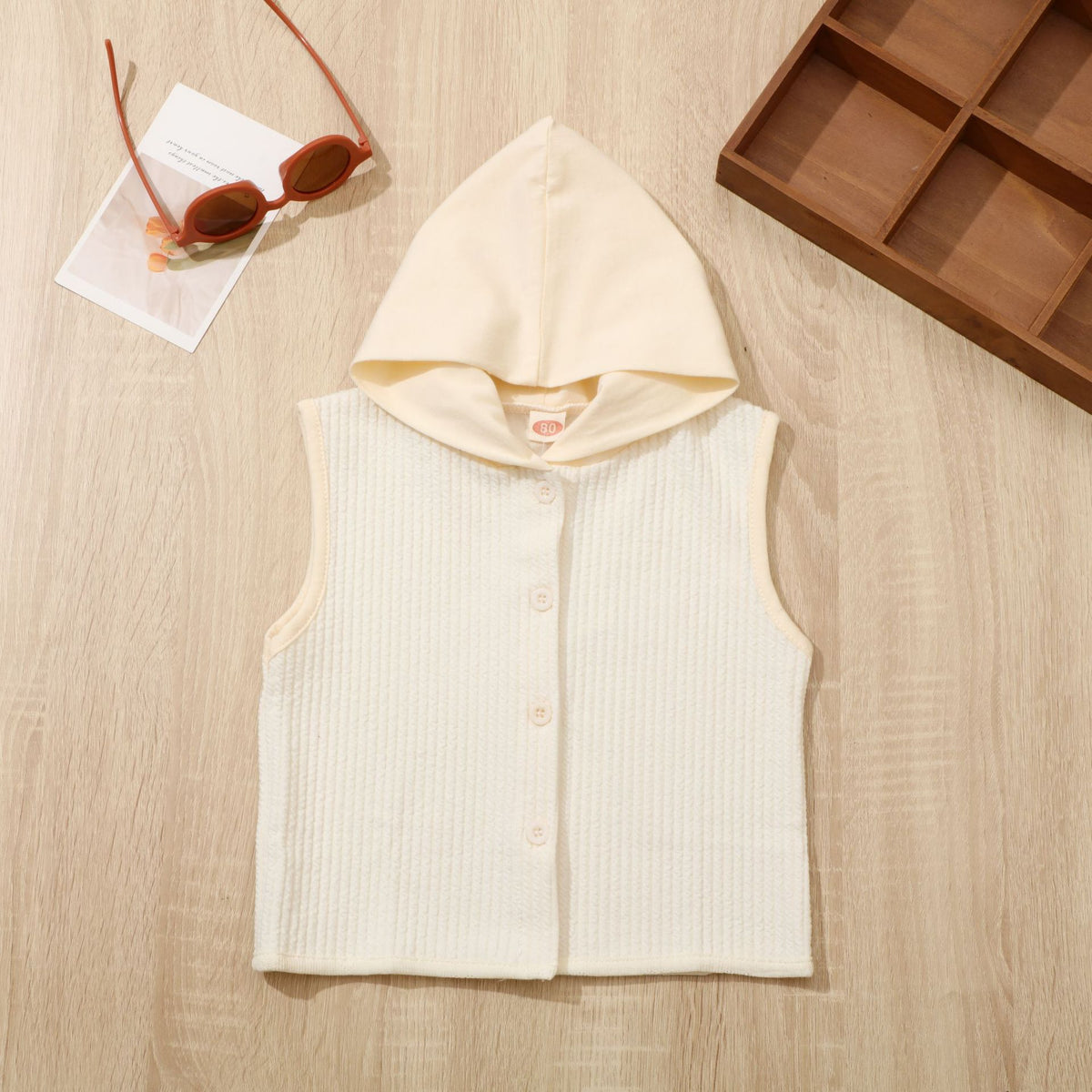 Baby Hooded Sleeveless Jacket, Trendy Baby Cardigan