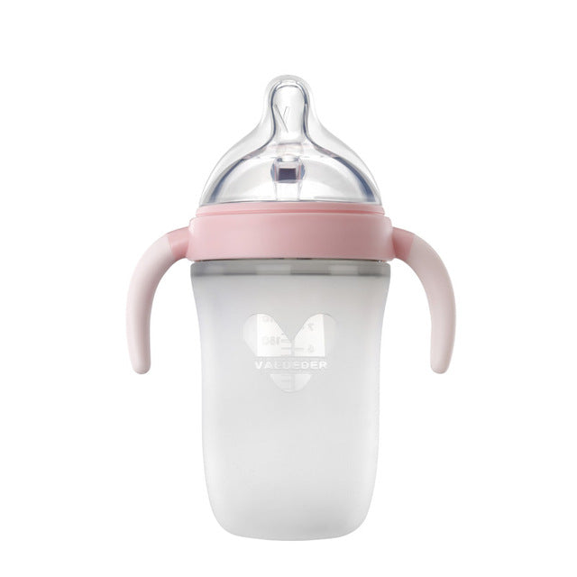 Wide-Neck Soft Silicone Baby Feeding Bottle with Natural Nipple
