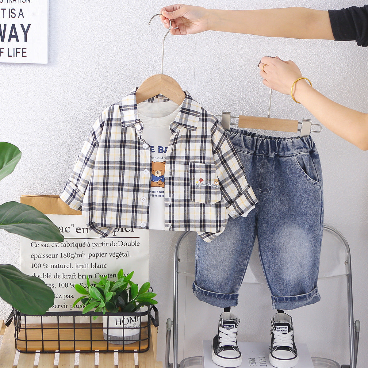 Baby Plaid Long Sleeve 3-Piece Set