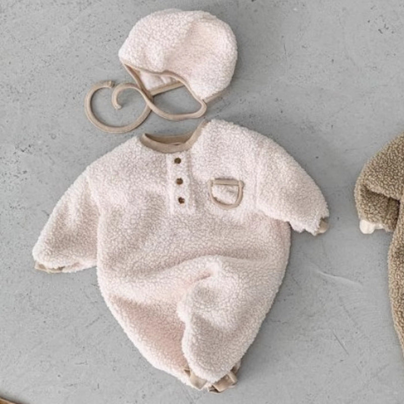 Baby jumpsuit with lamb wool for winter