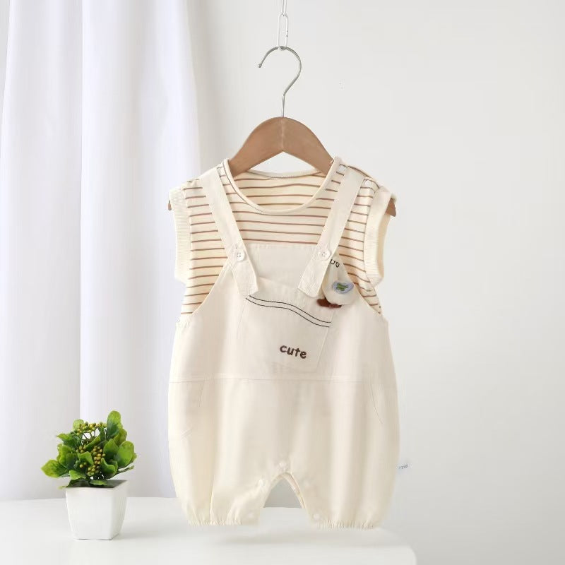 Baby Set, Baby Overalls Outfit, Lightweight Casual Sleeveless Clothes