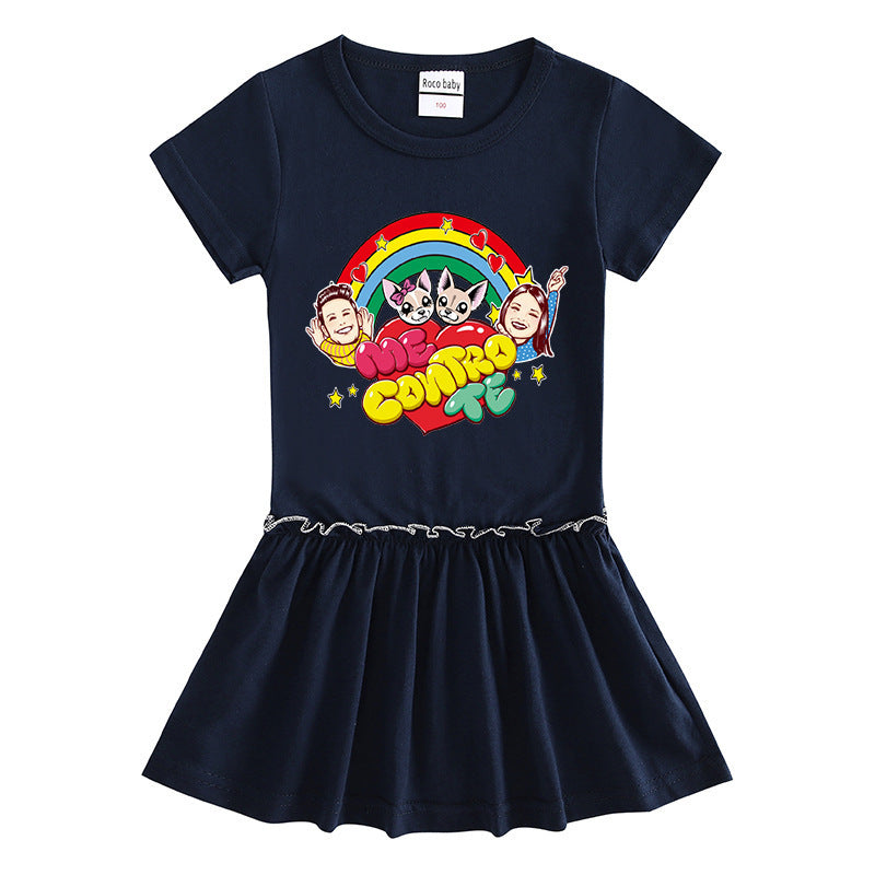 Girls' Me Contro Te Short Sleeve Ruffle Cotton Dress