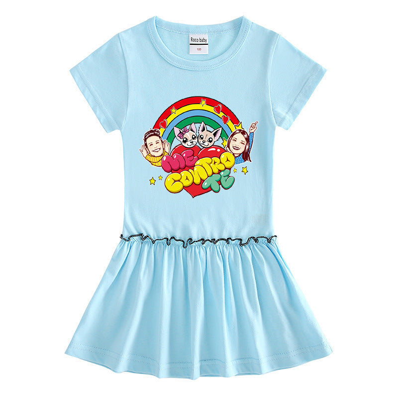 Girls' Me Contro Te Short Sleeve Ruffle Cotton Dress