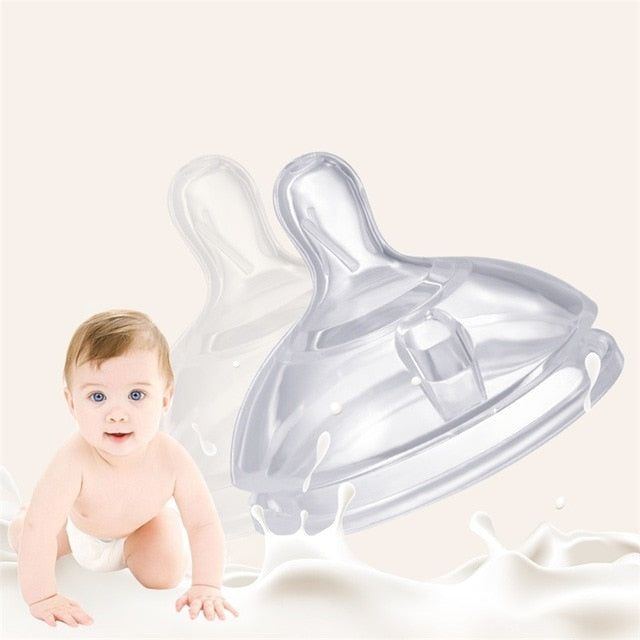 Wide-Neck Soft Silicone Baby Feeding Bottle with Natural Nipple
