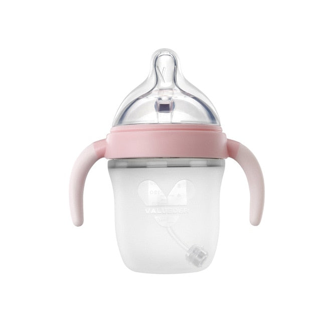 Wide-Neck Soft Silicone Baby Feeding Bottle with Natural Nipple