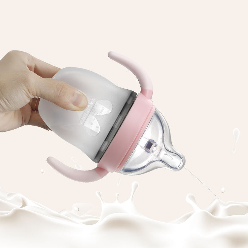 Wide-Neck Soft Silicone Baby Feeding Bottle with Natural Nipple