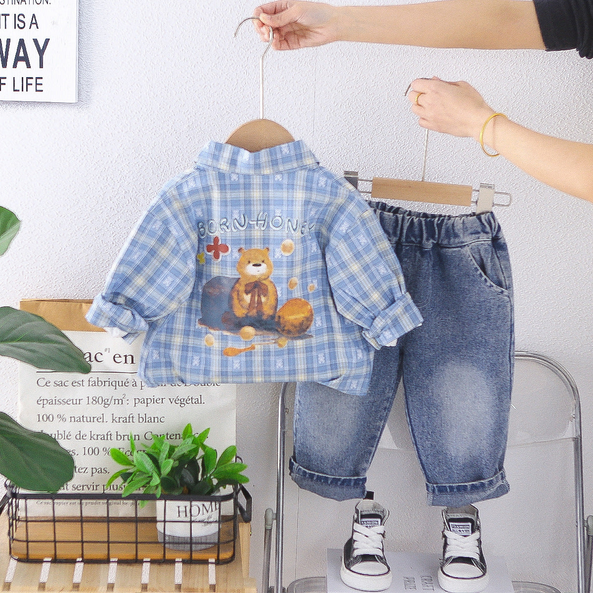 Baby Plaid Long Sleeve 3-Piece Set
