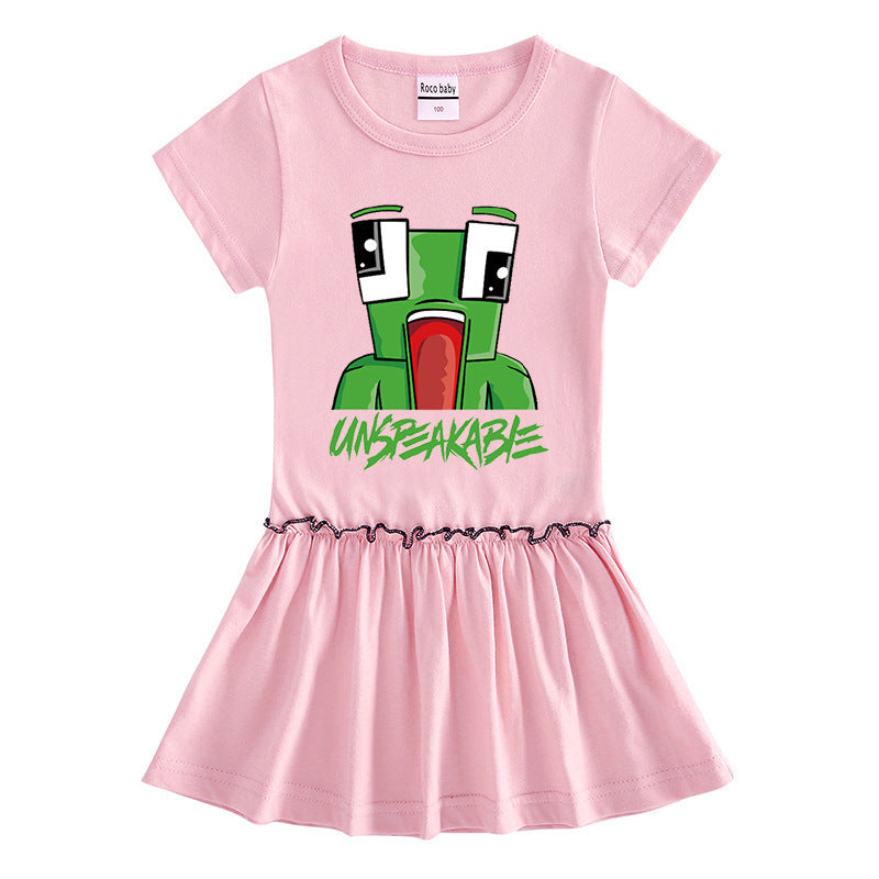 Pretty Floral Short Sleeve Dress for Baby Girls