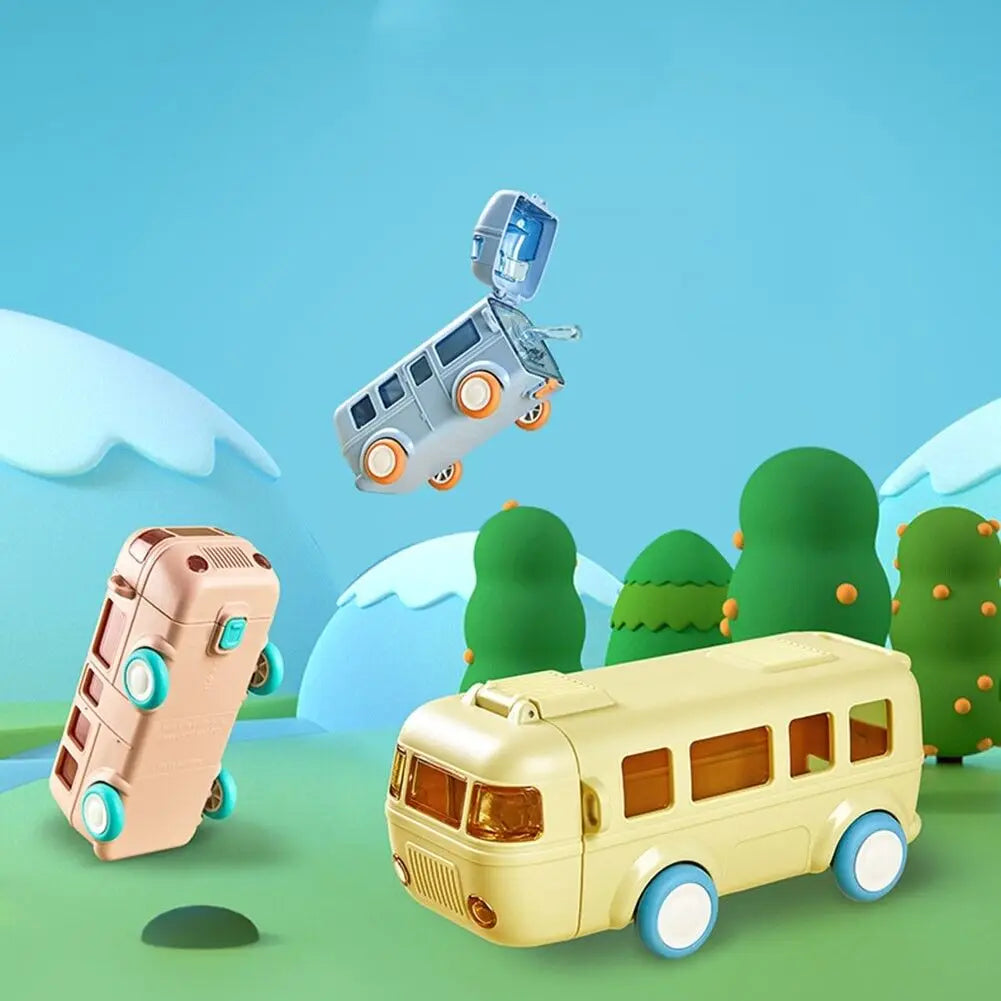Kids Portable Bus-Shaped Straw Water Cup 500ml