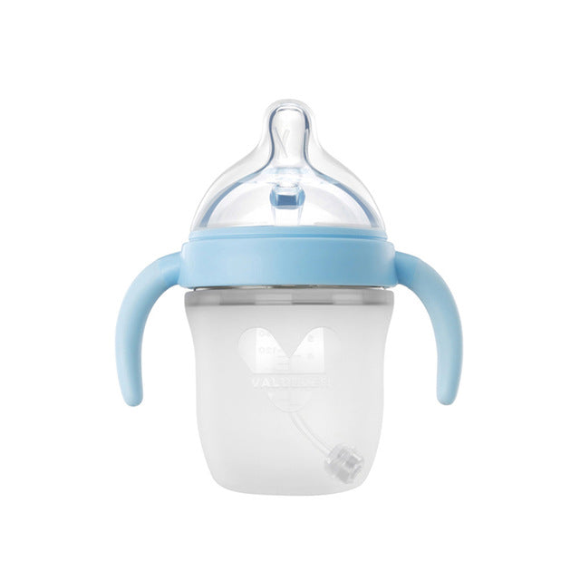 Wide-Neck Soft Silicone Baby Feeding Bottle with Natural Nipple