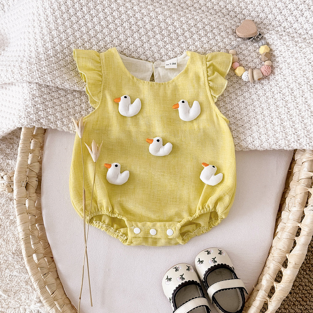 Baby Girl Romper with Petal Sleeves