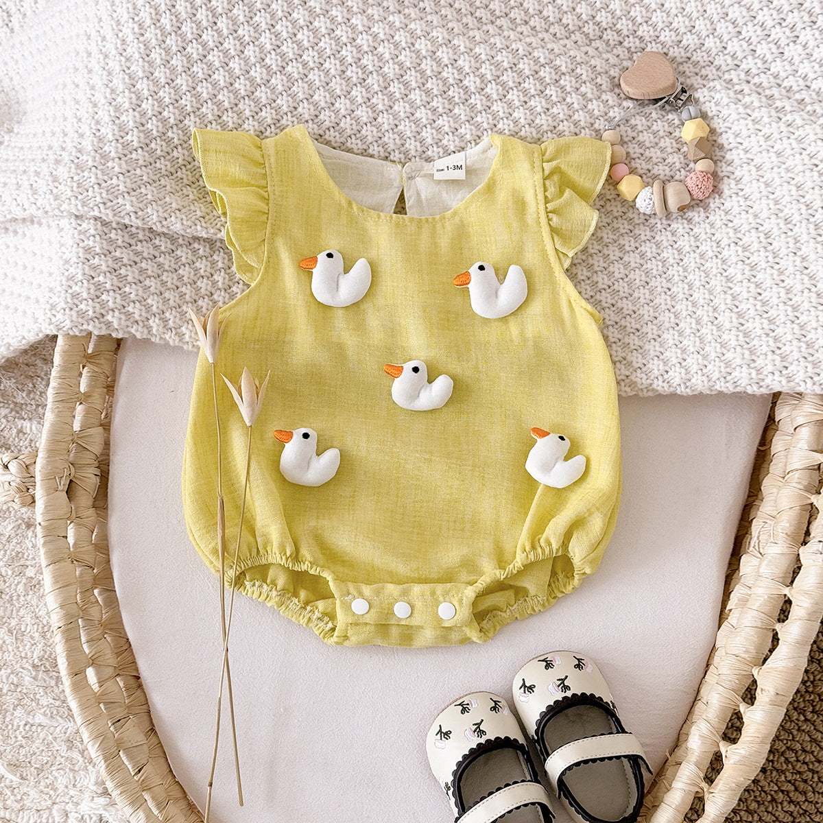 Baby Girl Romper with Petal Sleeves