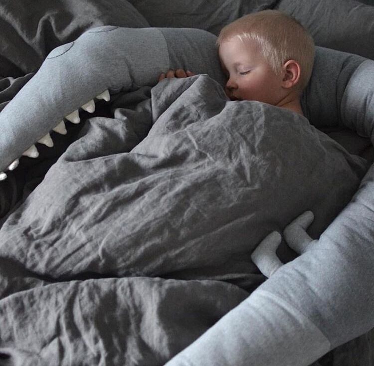 Soft Crocodile Plush Crib Bumper — Animal Nursery Decor & Baby Gift