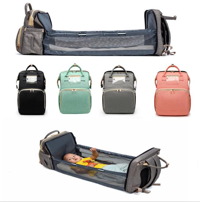 2-in-1 Foldable Baby Travel Crib & Mommy Bag — Portable Large Capacity