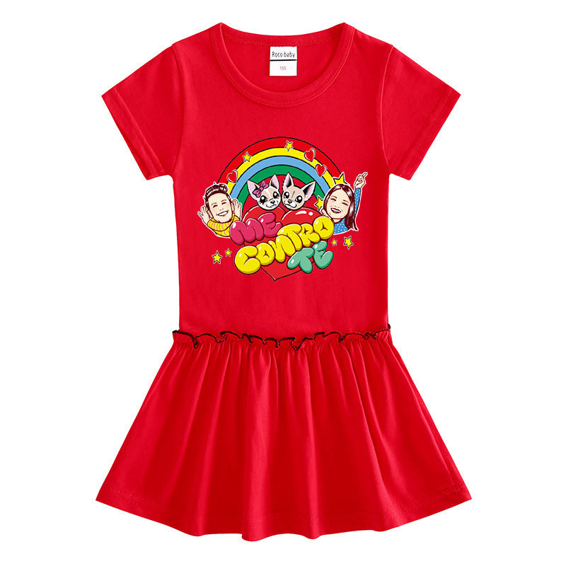 Girls' Me Contro Te Short Sleeve Ruffle Cotton Dress