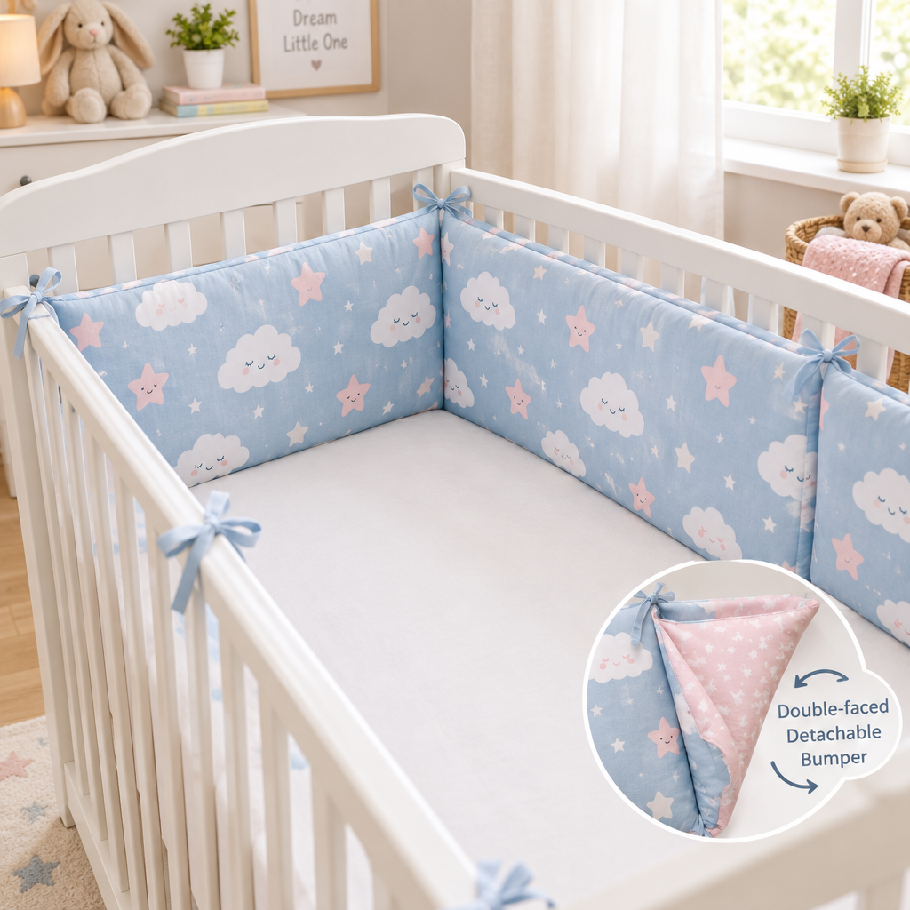 Double-Faced Detachable Baby Crib Bed Bumper